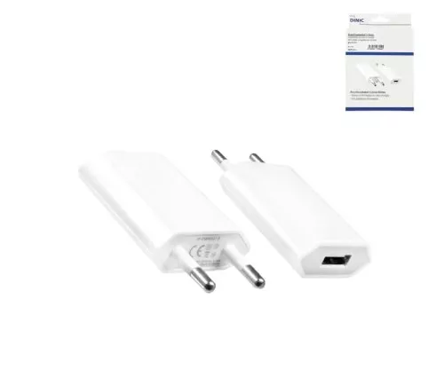 Προσαρμογέας/φορτιστής φόρτισης USB 230V σε USB 5V, 1000mA για συσκευές USB, λευκό, DINIC Box